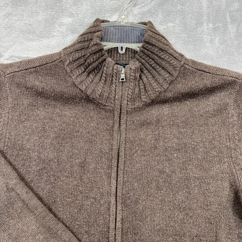Banana Republic Full Zip Cardigan Womens Large Brown Cable Knit Neck Sweater